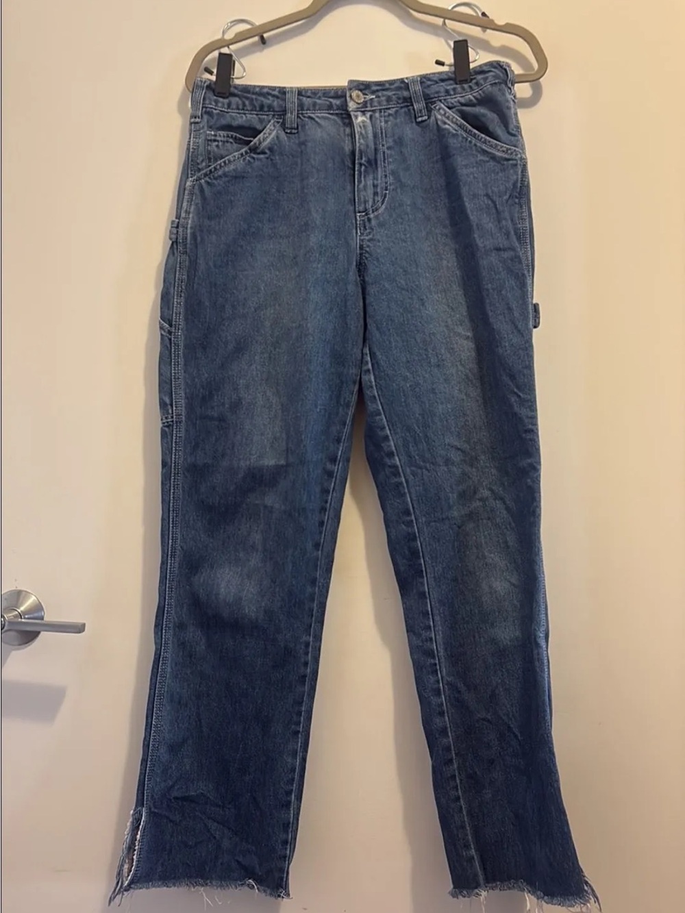 Dickies Croped Women’s Blue Denim Cargo Style Straight-Leg Baggy Jeans
